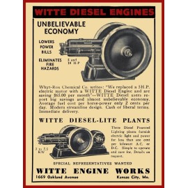 Witte Engine Works NEW METAL SIGN: Diesel Engines - Kansas City, Missouri