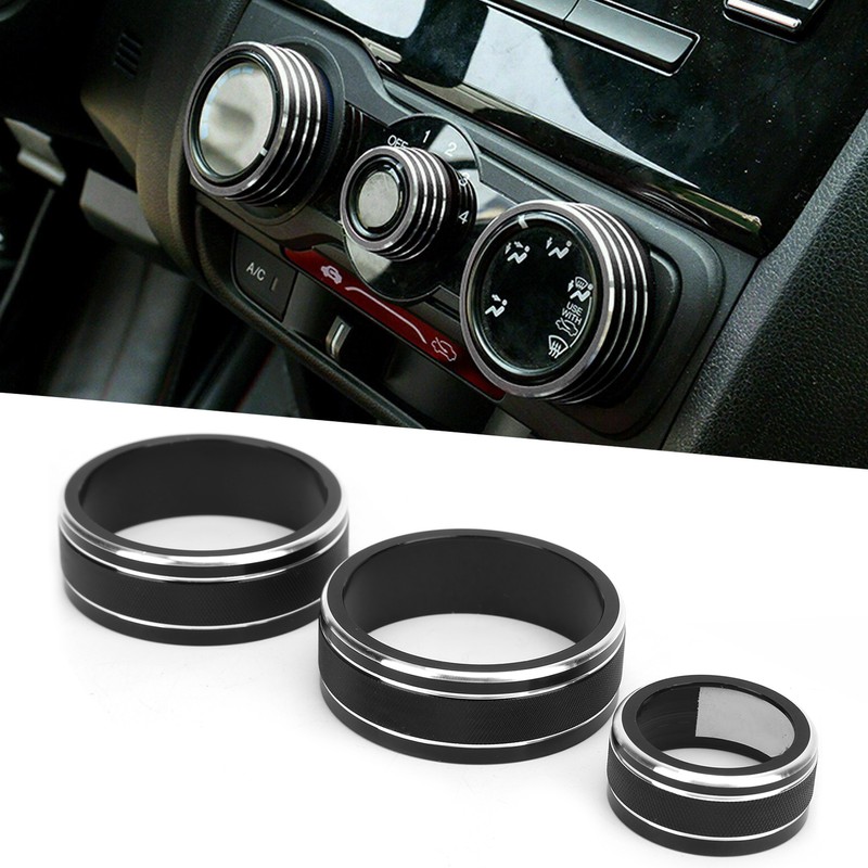 3pcs Car Air Conditioning Interior Climate Controller Knob Cover Black