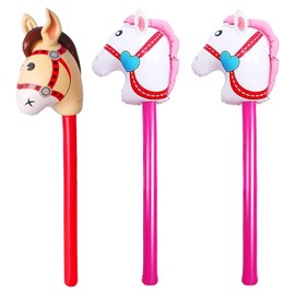 CANRNYACBZ 3 Stück steckenpferd Aufblasbares Stabpferd Kinder Pferdekopfstäbe Steckenpferde Dekoration Pferdespielzeug für Kinder Western Cowboy Thematische Pferd Party Geschenk-Requisiten