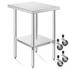 KUTLER Stainless Steel Table 30 x 18 Inches with Caster