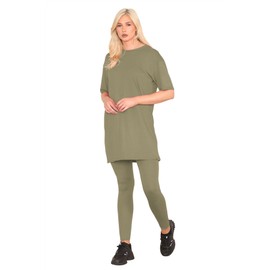 janisramone® Co-Ord Sets for Women, Oversized Baggy Longline T Shirt Top with Leggings, Ideal Summer Tracksuit, Two Piece Gym & Lounge Wear Sets for Women UK