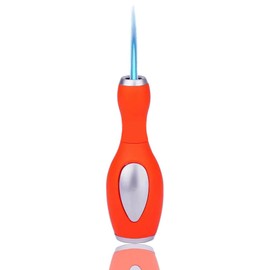 Jet Torch Lighter, Solar Beam Torch, Turbine Torcher, Windproof Adjustable Refillable Cool Lighter for Candle Camping BBQ Kitchen, Mens Gifts (Without Gas) (Orange)