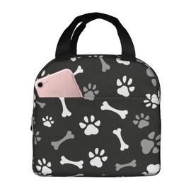 Fiokroo Lunch Bag Insulated Dog Paws And Bones Lunch Box Animal Footprints Reusable Waterproof Lunch Tote Bag For School Work College Outdoor Travel Picnic, 6l