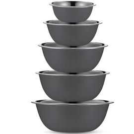 WHYSKO Meal Prep Stainless Steel Mixing Bowls Set, Home, Refrigerator, and Kitchen Food Storage Organizers | Ecofriendly, Reusable, Heavy Duty (Gray)