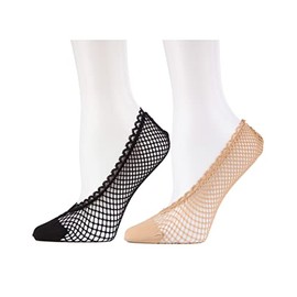 Knit Net Fishnet Sock Liners 2 Pack,Mwf-000050 Black/Black,One Size