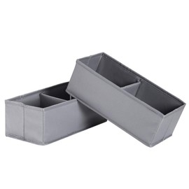 IHOMAGIC Fabric Storage Box, 2 Storage Baskets, Small Fabric Boxes, Storage, Children's Room, Storage Boxes, Folding Box, 2 Compartments, Foldable Fabric Box for Shelf, Cupboard, Organiser System, 13 x 28 x 10 cm