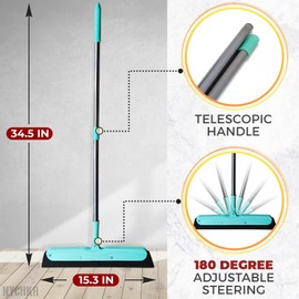 Window Squeegee for Cleaning Soft - 34.5 Inch Green Tile Scrubber for Shower Squeegee Glass & Window Cleaning Products