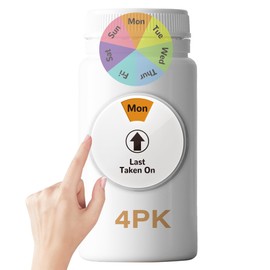 4 Pack Pill Reminder Medication Tracker, 7 Day Pill Box Visual Reminder Alarm, Portable Memory Aid Turntable, Take and Slide – No More Doubts or Extra Doses