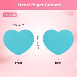 sourcing map 150PCS Heart Paper Cutouts 2.5 Inch Small Heart Shaped Tags for Valentine's Day Craft Classroom Bulletin Board, Blue