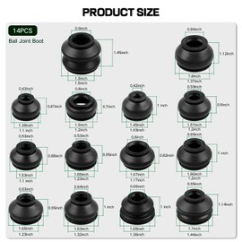 14PCS Tie Rod Boot Kit, Universal Inner Tie Rod Boot & Ball Joint Dust Cover, Heavy Duty Rubber Tie Rod End Boots,Durable Steering Protection Accessories for Cars, SUVs, Trucks