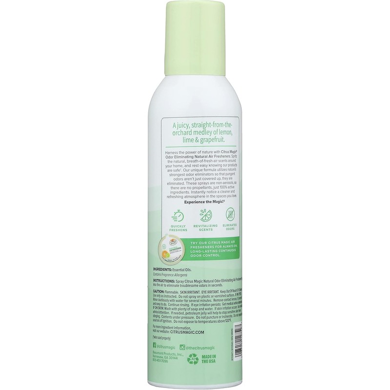 Citrus Magic Odor Eliminating Air Freshener Spray, Fresh Citrus, 6-Ounce