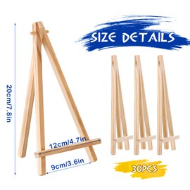 30 Pack Tall Wood Easels Tabletop Display Easels Art Craft Painting Easel Stand Wooden Triangle Painting Easel Arts Crafts Tripod Easels for Artist Adults Students (7.8 x 3.6 inch)