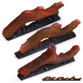 Electric Fireplace Wall Fireplace Recessed 3 Log Flame Colors Electric Fireplace Synthetic Resin Decoration Transparent Logs Flame for 36 inch Indoor Electric Fireplaces 3 Pieces