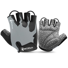 KONVINIT Cycling Gloves Fingerless Rubber Padded Women & Men Gym MTB Breathable Non-Slip Outdoor Sports Gloves by, blue, xl