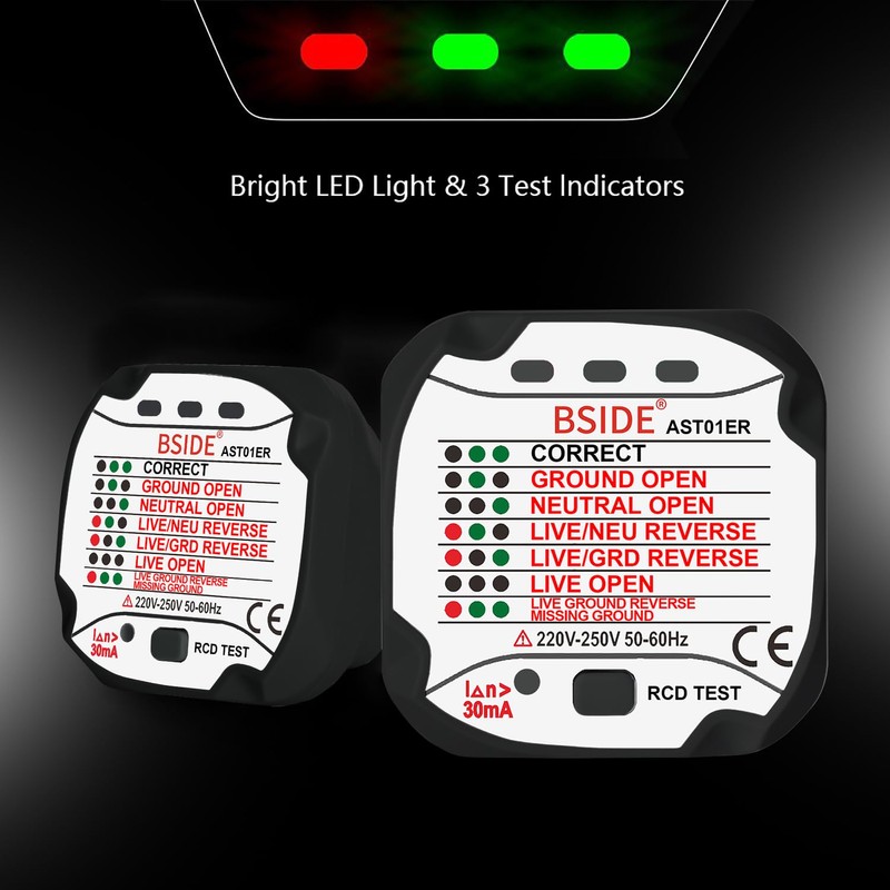 BSIDE AST01ER Socket Tester RCD Outlet Tester Automatic Electric Power