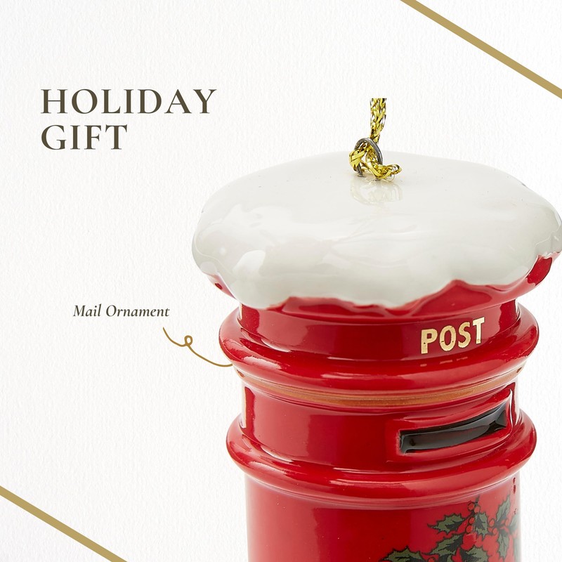 Spode Brit Post Box Ornament - Dolomite Holiday Decor with