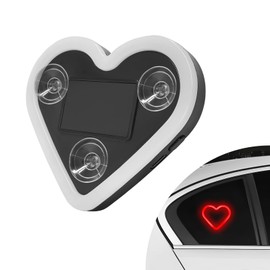 Sun Walker Heart-Shaped Car LED Ambient Light, Solar-Powered Love Heart Lamp Vehicle C-Pillar Atmosphere Light, Vibration-Sensing Triangle Window Lights Car Interior Decoration (Red)