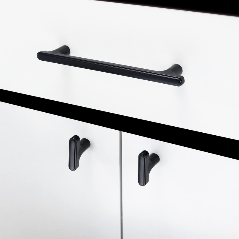 COTYKILEY 10 Pack 3.75 Inch(96mm) Matte Black Cabinet Handles Black