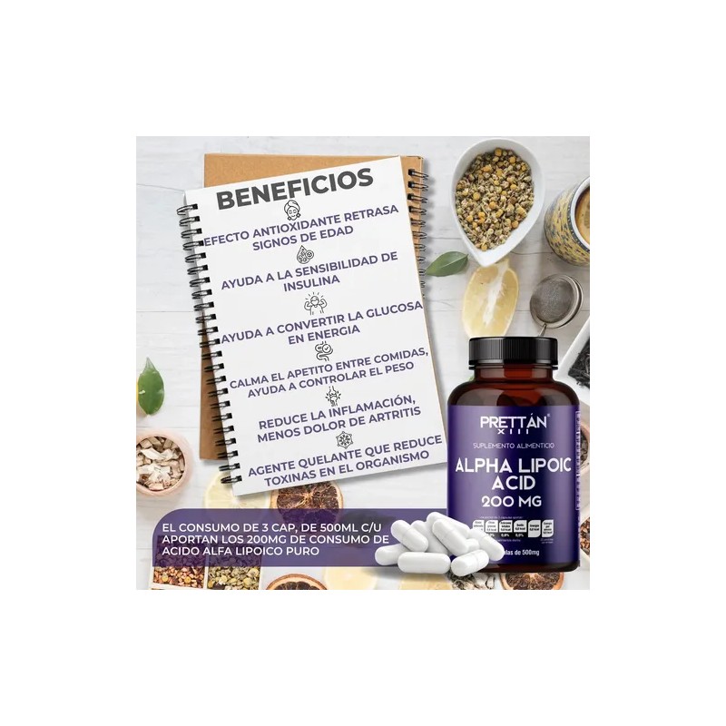 Acido Alfa Lipoico Prettan Suplemento 500mg 90 Cápsulas Sin Sabor