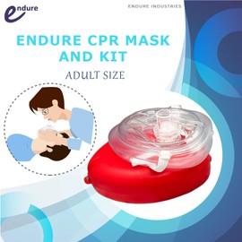 Endure Adult CPR Mask and Kit, 3 Pack of First Responder Kit in a Red Soft Case with Mask, Two PVC Gloves and Two Al-cohol Prep Pads (3)