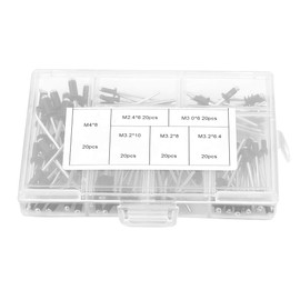 Black Aluminium Rivets, 120 Piece Aluminium Blind Rivet Mounting Assortment, M2.4 M3 M3.2 M4, with Plastic Box