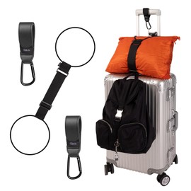 Luggage Strap and Hooks 3PCS for Securing Belongings to Suitcase, Adjustable Connector Strap Add a Bag or Backpack, Connect 2 Similar Size Suitcases, 2 Hooks with Velcro Fixing Travel Accessories