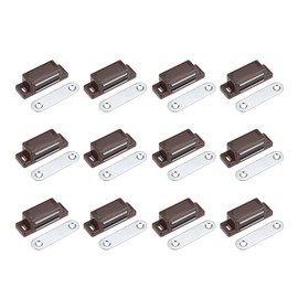 sourcing map Magnetic Cabinet Door Latches Catch 1.8" Length for Kitchen Bathroom Brown 12pcs
