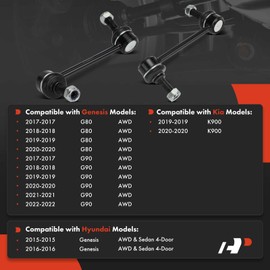 A-Premium 2 x Front Sway Bar Links Stabilizer Bar Links, Compatible with Hyundai Genesis 2015-2016 & Genesis G80 2017-2020, G90 2017-2022 & Kia K900 2019-2020