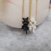 NOUMANDA Lovely Hanging White and Black Cat Necklace for Cat