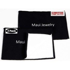 Maui Jewelry Polishing Cloth for Silver, Gold and Platinum (6 by 8 inch), (Pack of 2) Jewelry Cleaner Cloth Made of Soft Microfiber is Treated with Our Special Formula That Will Shine up Your Jewelry