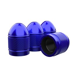 Miliheaven Bullet Corrosion Resistant (Blue) Aluminium Tire Wheel Alloy Valve Caps Dust Caps (4 Pack) Universal for Cars, SUVs, Bicycles, Motorcycles, Trucks | Plastic Insert | Screw-On