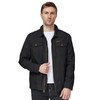 WenVen Men's Casual Cotton Jacket Canvas Military Field Jacket (B-Black,M)