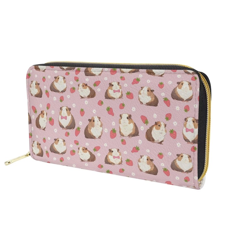 Binienty Womens Strawberry Wallets Large Leathe Card Holder Organizer Clutch,Guinea