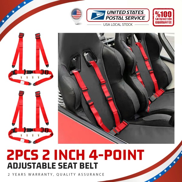 MODIGT Pair of RED 2" 4 Point Harness Racing Safety