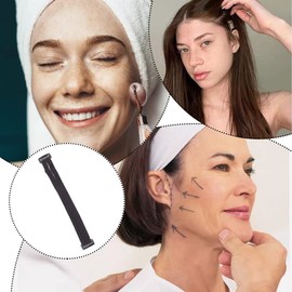 PINGTANYOUYU 2 Pcs Facelift Bands with Clips Patch Straps Adjustable Hairpin Facial Lifting Bands Facelift Bands Reusable Lifting Patch Elastic Bands for Makeup Facial Wrinkles Saggy Skin