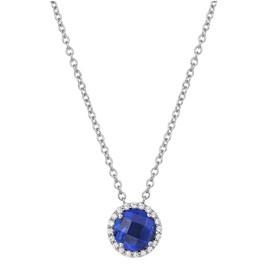 Lafonn Birthstone Sterling Silver Platinum Plated Lassire SEPTEMBER Necklace (1.05 cttw)