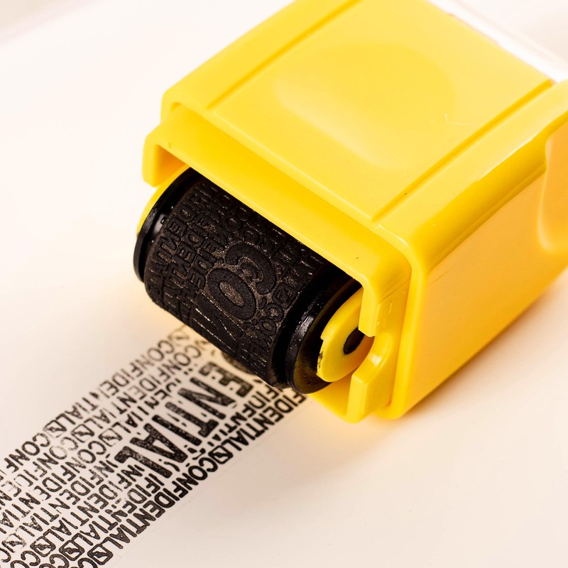 HONGCI Privacy ID Address Blocker Stamp, Yellow, Rectangular, Roller Stamp,