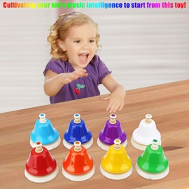 8 Notes Colourful Hand Bells Set Music Bells for Children Adults Music Lessons