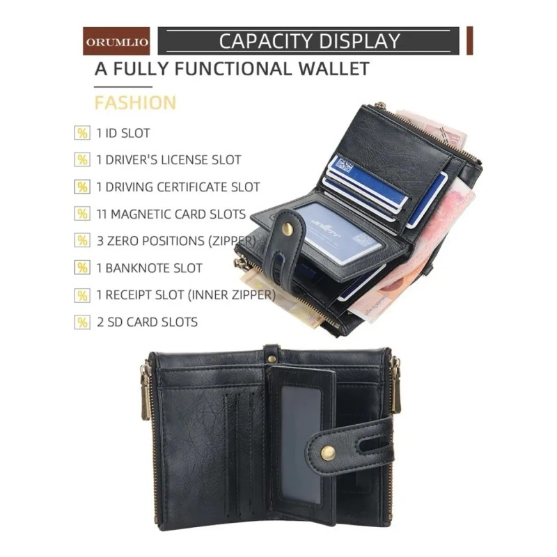 Cartera Rfid Regalo Bloqueo Con Cadena Antirrobo Para Hombre