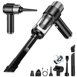 SHLNLI Mini Vacuum Cleaner, 16000PA Car Vacuum Cleaner Portable Cordless with LED Light, 4 in 1 Air Duster and Handheld Small Vacuum Rechargeable for Car, Home, Office, Pet（Black）