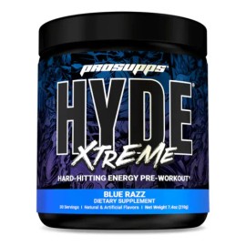 Pre Entrenador ProSupps Hyde Xtreme para Energía, Concentración y 30 Servicios sabor Mora Azul                                                        