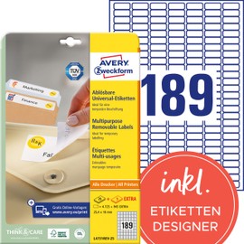 Avery Zweckform L4731REV-25 Universal Labels 25.4 x 10 mm/25 Sheets/4725 Labels/White