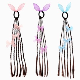 Children's wig braid hair band, sweet and cool boxing braid rubber band, little girl's high ponytail bow hair band hair accessories.