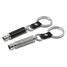 3D Miniature Motorcycle Muffler Style Keychain (Silver Carbin Fiber)