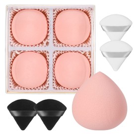Smilcloud 4 Pcs Makeup Sponges Ultra Soft Expanding Marshmallow Sponge Makeup Beauty Blender Concealer Blenders Makeup Foundation Sponge with 4 Pcs Powder Puff