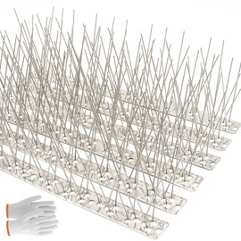 QIEGL Bird Spikes 304 Stainless Steel for Coverage 40Ft Pigeons Anti Bird Spike Small Birds Sparrow 37pcs Metal Fence Spikes (37 Pack Uninstalled)