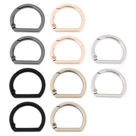 Briny River 10 Pieces Metal Flat D Ring Spring Key Ring Buckle Spring Snap Clip Buckle for Bags Purses