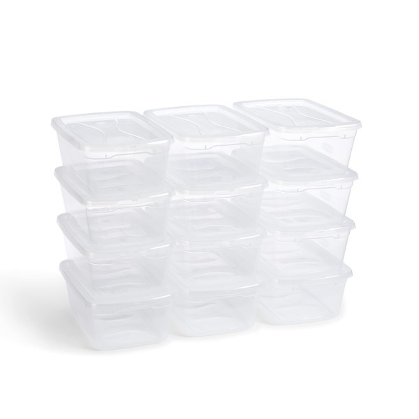 Rubbermaid Cleverstore Clear 6 Qt/1.5 Gal, Pack of 12 Stackable Plastic Storage Containers with Durable Snapping Clear Lids, Visible Organization, Great for Closet, Underbed, and Kitchen Storage