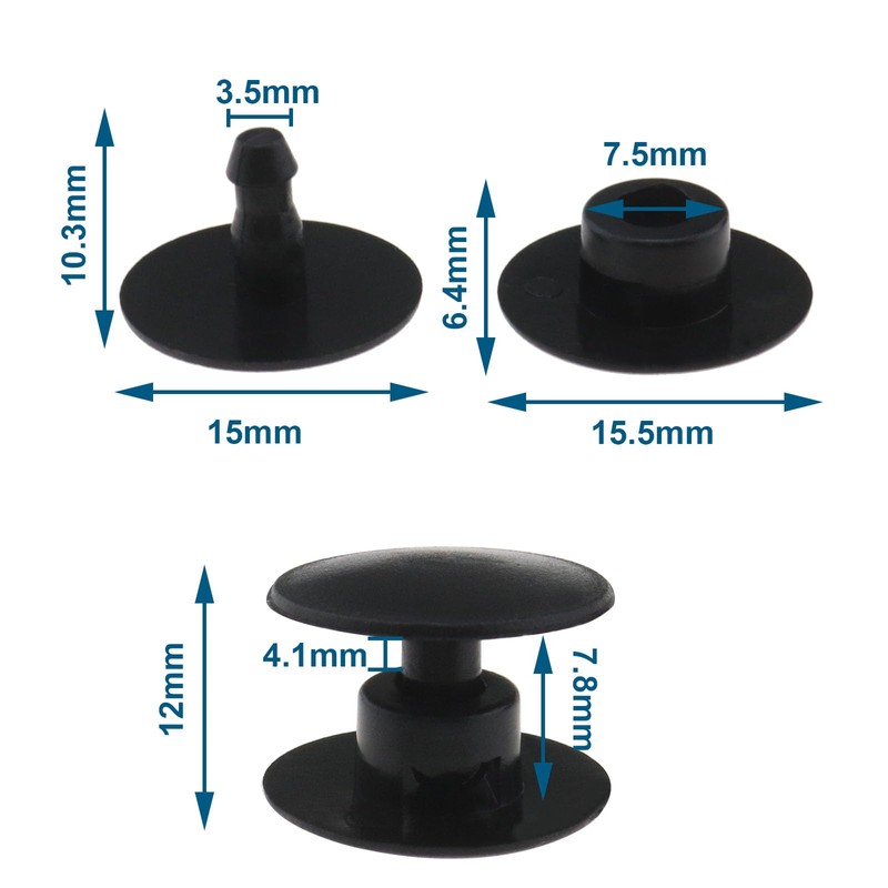 eMagTech 12 Pairs Croc Rivets Buttons 15.5mm Female Buckle 15mm