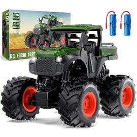 1:16 Remote Control Tractor Toy, RC Farm Cars, 2.4GHz Monster Truck Toy with LED Lights, 2×800mAh, All-Terrain Vehicle Birthday Gift for 3-12 Year Old Boys Girls